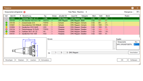 Wintool Rüstplaner - CNC Rüsten von Werkzeugen